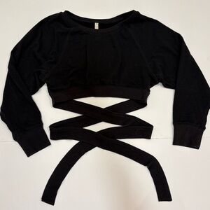 Free People movement black wrap tie sweatshirt Large